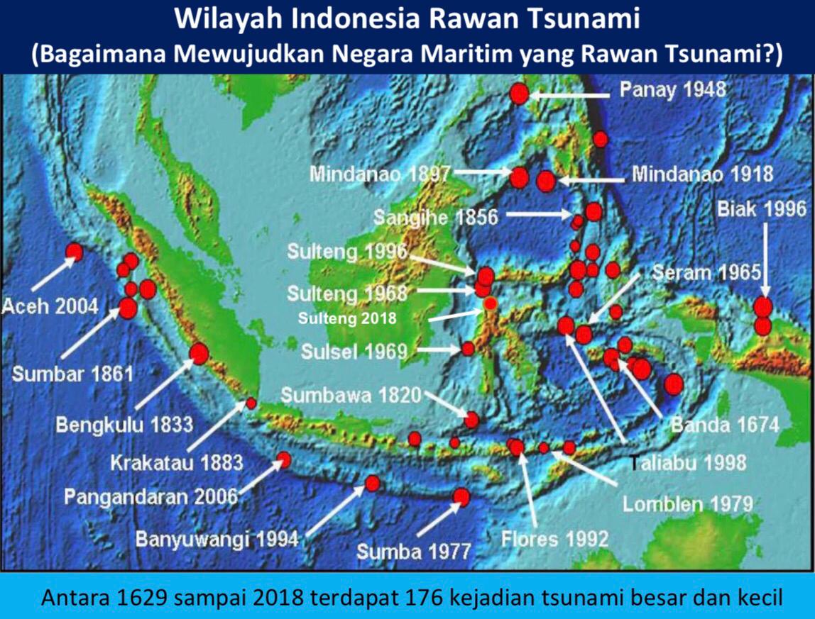 Peta tsunami Indonesia. Sumber: BNPB 