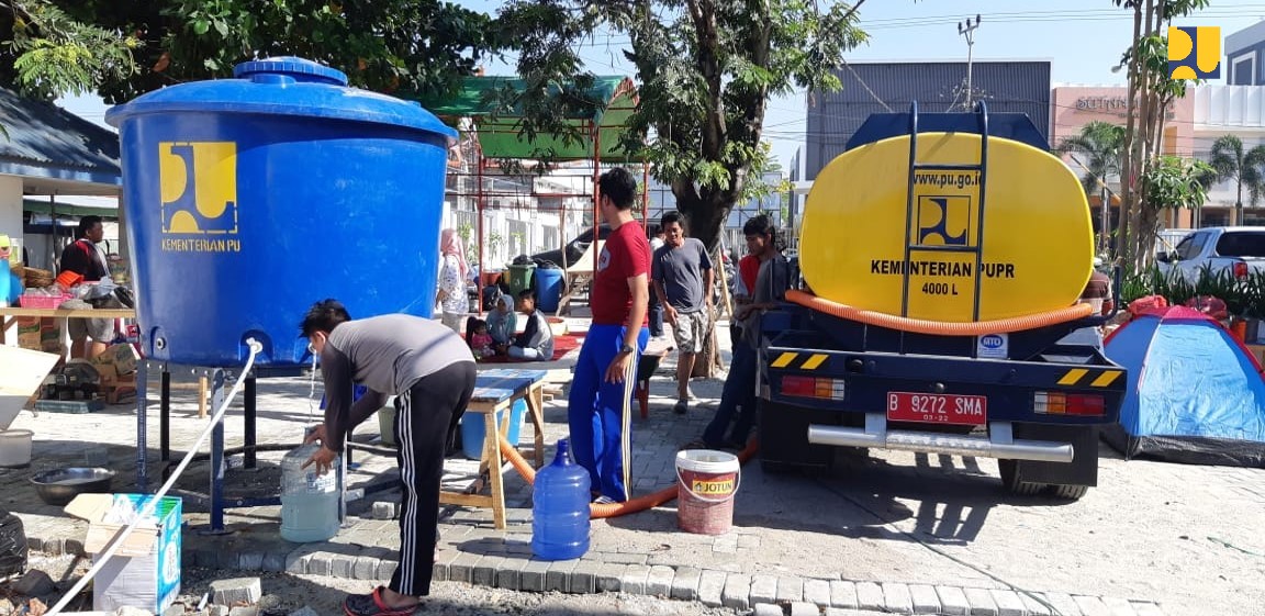 AIR BERSIH: Persiapan relokasi warga di Balaroa dan Petobo disediakan air bersih. (foto: pupr for ngopibareng.id)