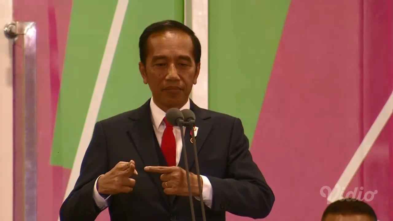 Presiden Jokowi menggunakan bahasa isyarat saat pembukaan Asian Para Games 2018. Foto: video.com
