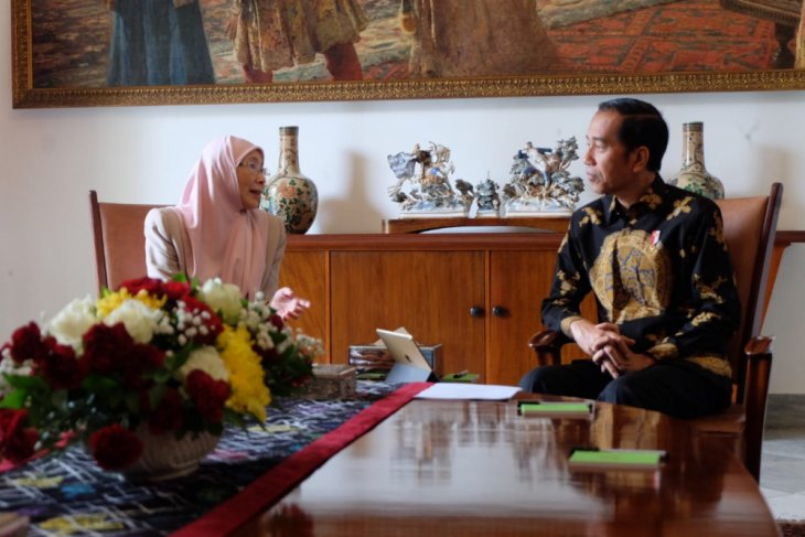 Presiden Joko Widodo menerima kunjungan Deputi Perdana Menteri Malaysia, Y.M. Dato Seri Wan Azizah Wan Ismail di Istana Bogor pada Selasa 9 Oktober 2018. (Foto: Antara/Desca Lidya Natalia)