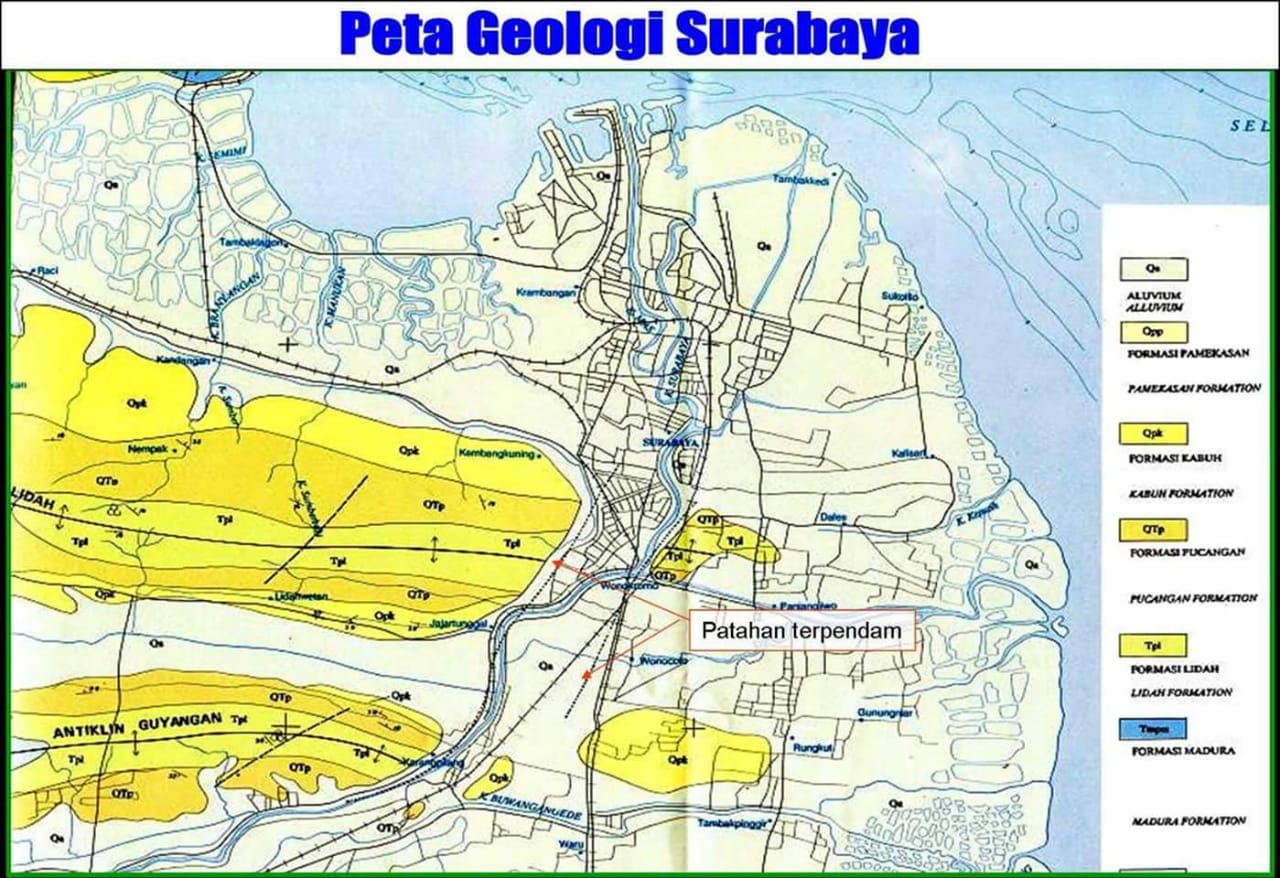 Peta Geologi Kota Surabaya. Grafis: Tim ITS