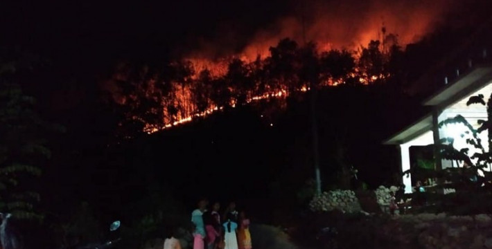 Kawasan hutan gunung Bancak, Magetan Minggu, 14 Oktober 2018 terbakar. (Foto; BPBD Magetan)
