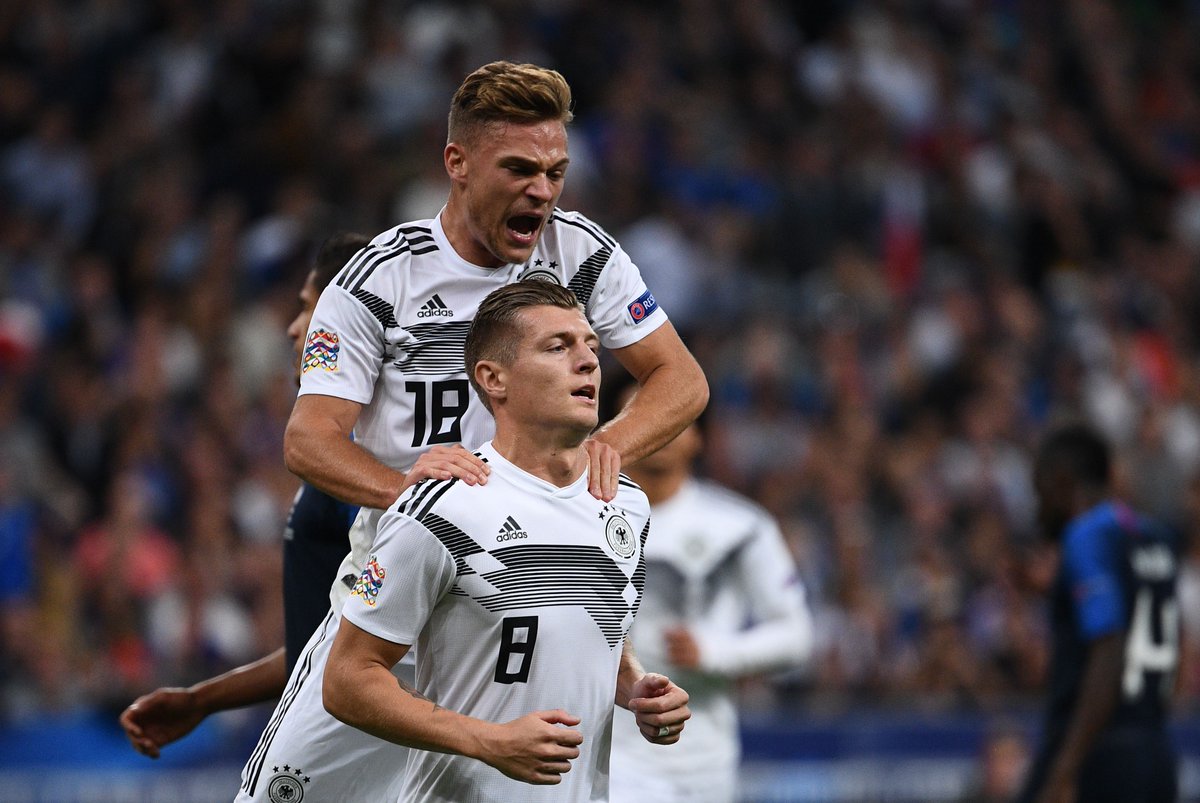 Toni Kroos bawa Jerman unggul 1-0 atas Prancis. (twitter@DFB_Team_En)