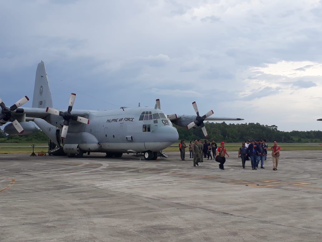 Hercules pembawa bantuan asing tiba di Palu. Foto: BNPB 