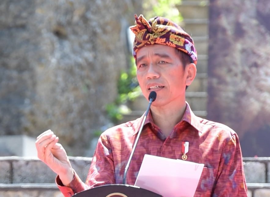 Presiden Joko Widodo saat memberikan sambutan dalam acara Temu Karya Nasional Gelar Teknologi Tepat Guna ke 20 di Bali, Jumat, 19 Oktober 2018. (Foto: Biro Pers Setpres)