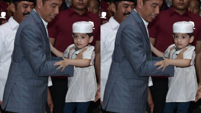 Presiden Jokowi bersama sang cucu, Jan Ethes Sri Narendra.