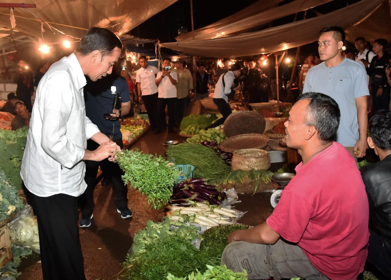 Presiden Jokowi saat mengecek harga pangan di Pasar Bogor. Foto: biro pers istana