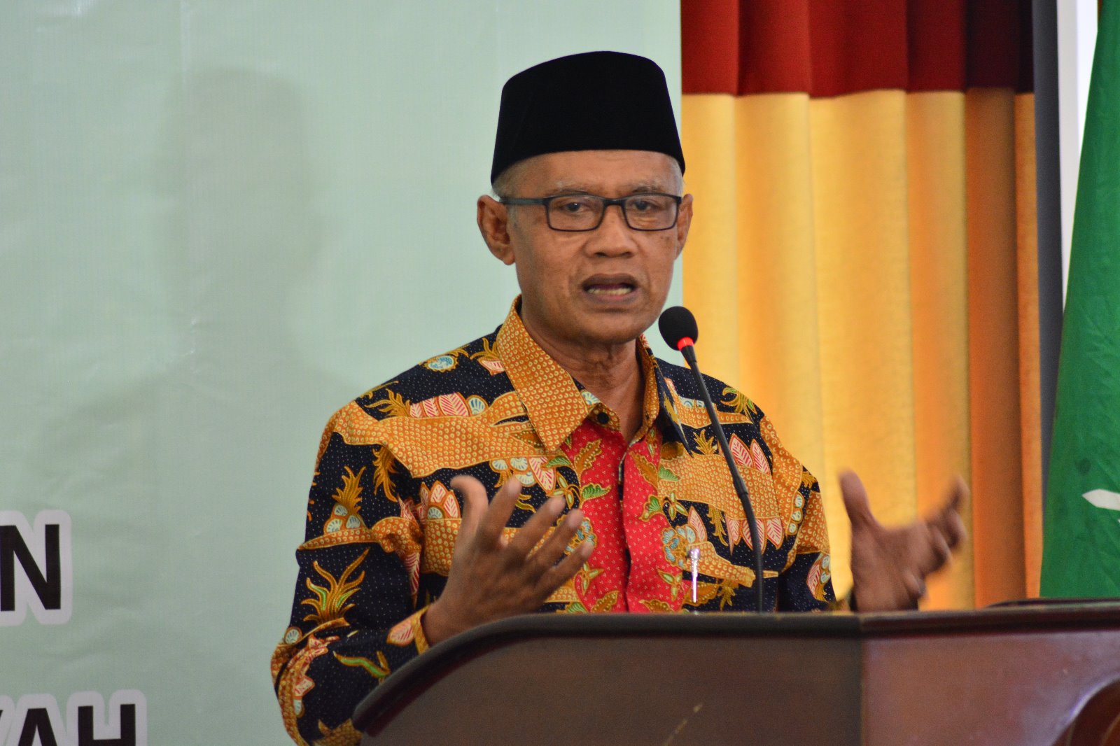DAKWAH: Ketua Umum PP Muhammadiyah, Haedar Nashir di Surabaya. (Foto: md for ngopibareng.id)