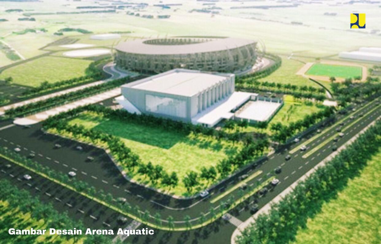 Salah satu masterplan Stadion Aquatic yang akan dibangun Kementerian PUPR di Papua. Stadion ini dipersiapkan untuk pelaksanaan PON XX. (Foto: Brikom Kemen PUPR)