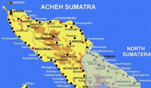 Peta provinsi Aceh. Foto: istimewa