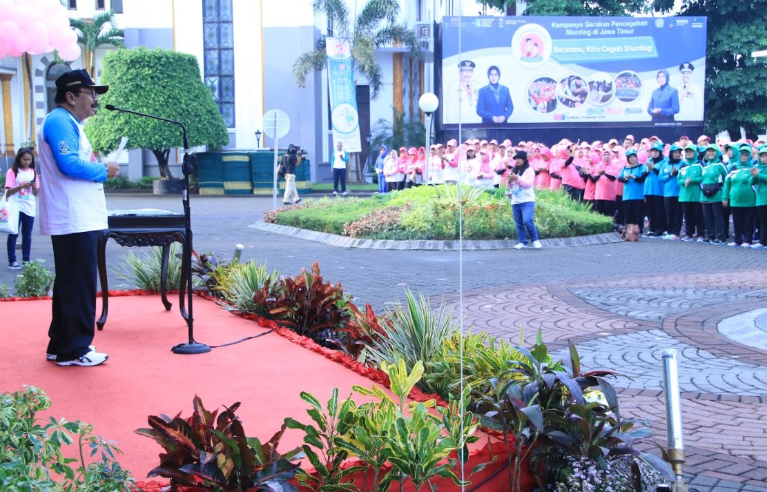 Kampanye pencegahan stunting di Kantor Gubernur Jatim, Jalan Pahlawan Surabaya, Jumat, 14 Desember 2018, kemarin. (Foto: Farid/Ngopibareng)