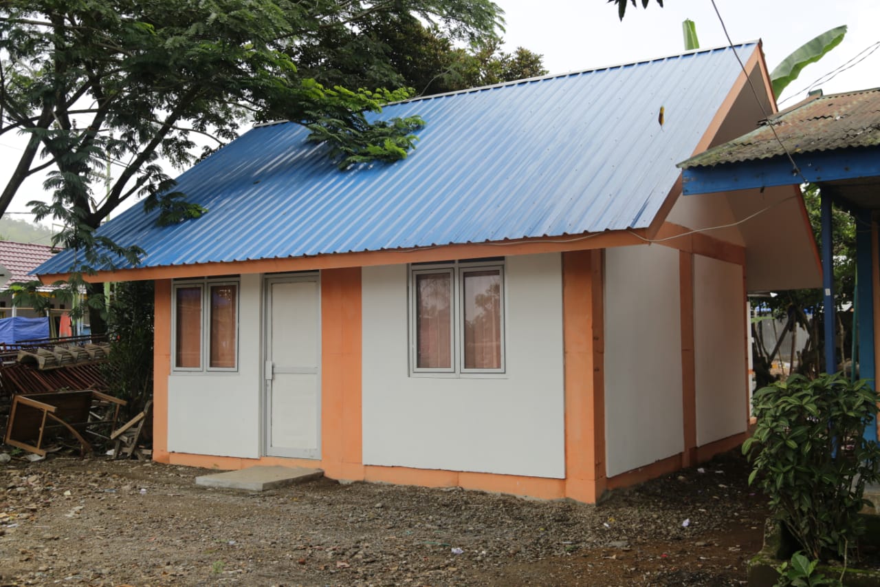 Rumah bantuan Pemerintah untuk korban gempa Lombok. Foto: BNPB