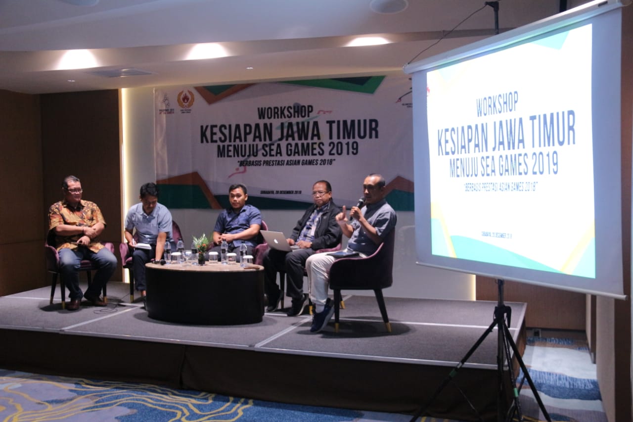 Acara diskusi Kesiapan Jatin menuju SEA Games 2019, Kamis 20 Desember 2018 di Grand Dafam, Surabaya. (foto: Haris/Ngopibareng.id)