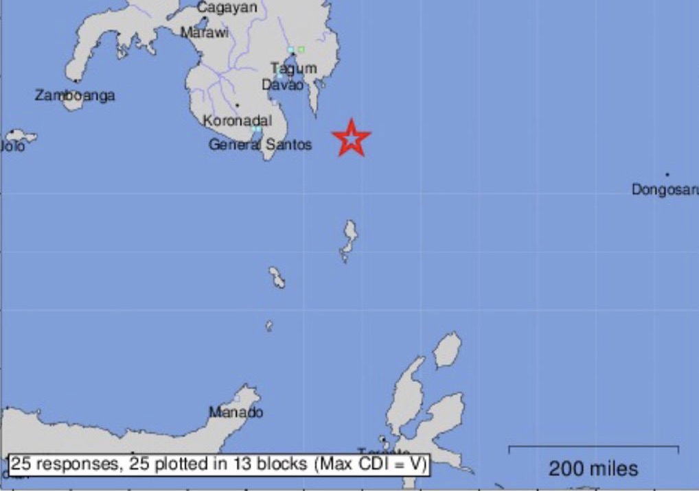 Lokasi Gempa 7,1 SR di Perairan Filipina. (Foto: Istimewa)
