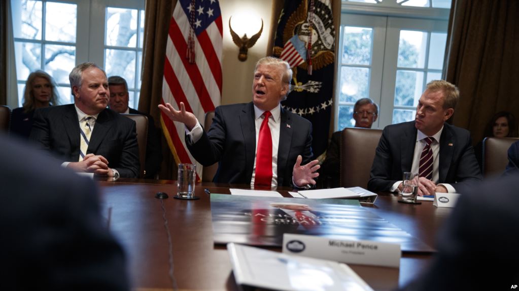 Presiden AS Donald Trump bersama kabinetnya di Gedung Putih. (Foto: voa)