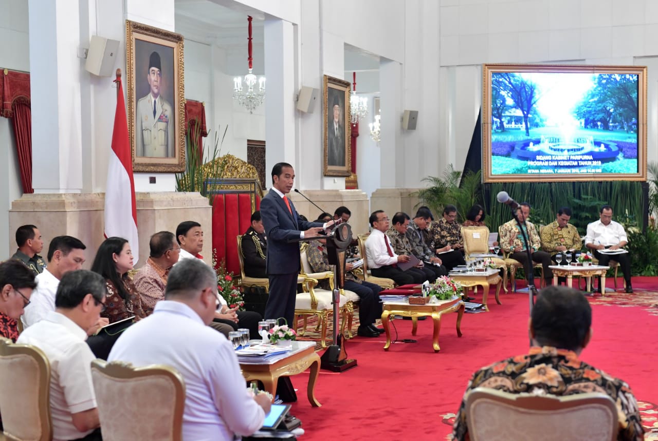 Presiden Jokowi usai melantik Kepala Badan Nasional Penanggulangan Bencana (BNPB), di Istana Negara, Jakarta, Rabu, 9 Januari 2019. (Foto: Biro Pers Setpres)