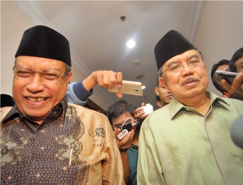BERSATU: Ketua Umum PBNU Kiai Said Aqil Siroj bersama Wapres M Jusuf Kalla. (Foto: nu for ngopibareng.id)