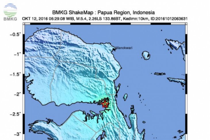 Lokasi gempa di Kaimana Papua. (Foto: BMKG)