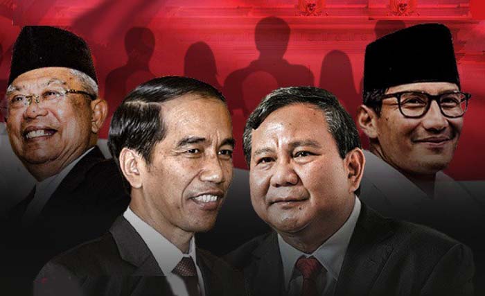 Pasangan Jokowi-Ma'ruf Amin dan Prabowo-Sandiaga. (Foto:Ngobar)