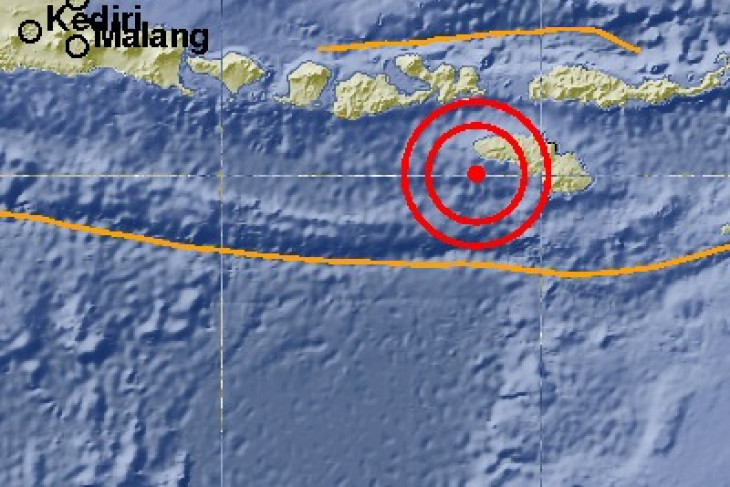 Titik koordinat Gempa Bumi yang terjadi di Sumba Barat. (Foto: Twitter/BMKG)