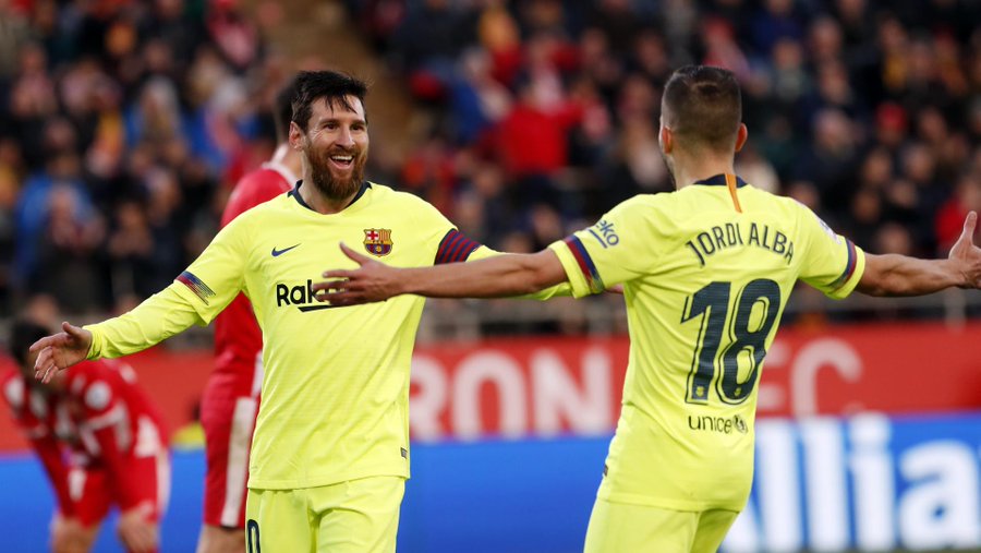 Messi mencetak satu gol saat Barcelona membungkam Girona 2-0 di jornada ke-21 La Liga. (Foto: Twitter/FCBarcelona)