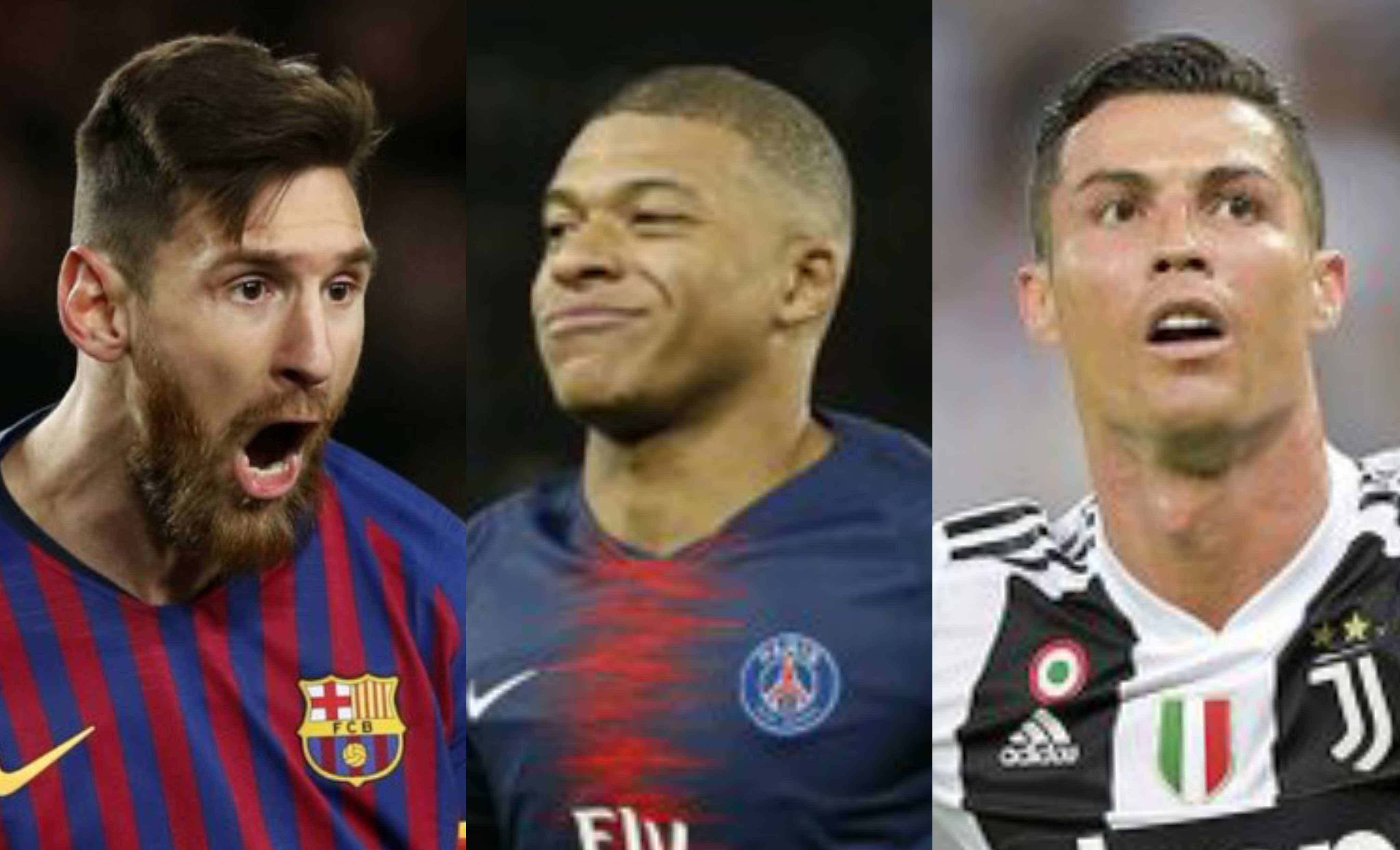 Lionel Messi dan Cristiano Ronaldo memiliki kans merebut sepatu emas musim 2018-2019. Di antara keduanya, ada Kylian Mbappe sebagai penantang baru. (Foto: ngopibareng.id)