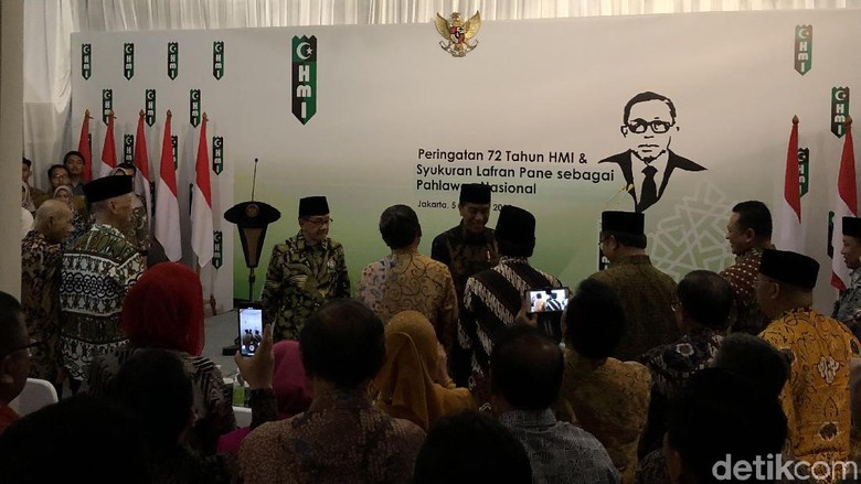 Presiden Joko Widodo hadiri acara Tasyakuran peringatan HUT ke-72 tahun Himpunan Mahasiswa Islam (HMI). (Foto: asmnu/ngopibareng.id)