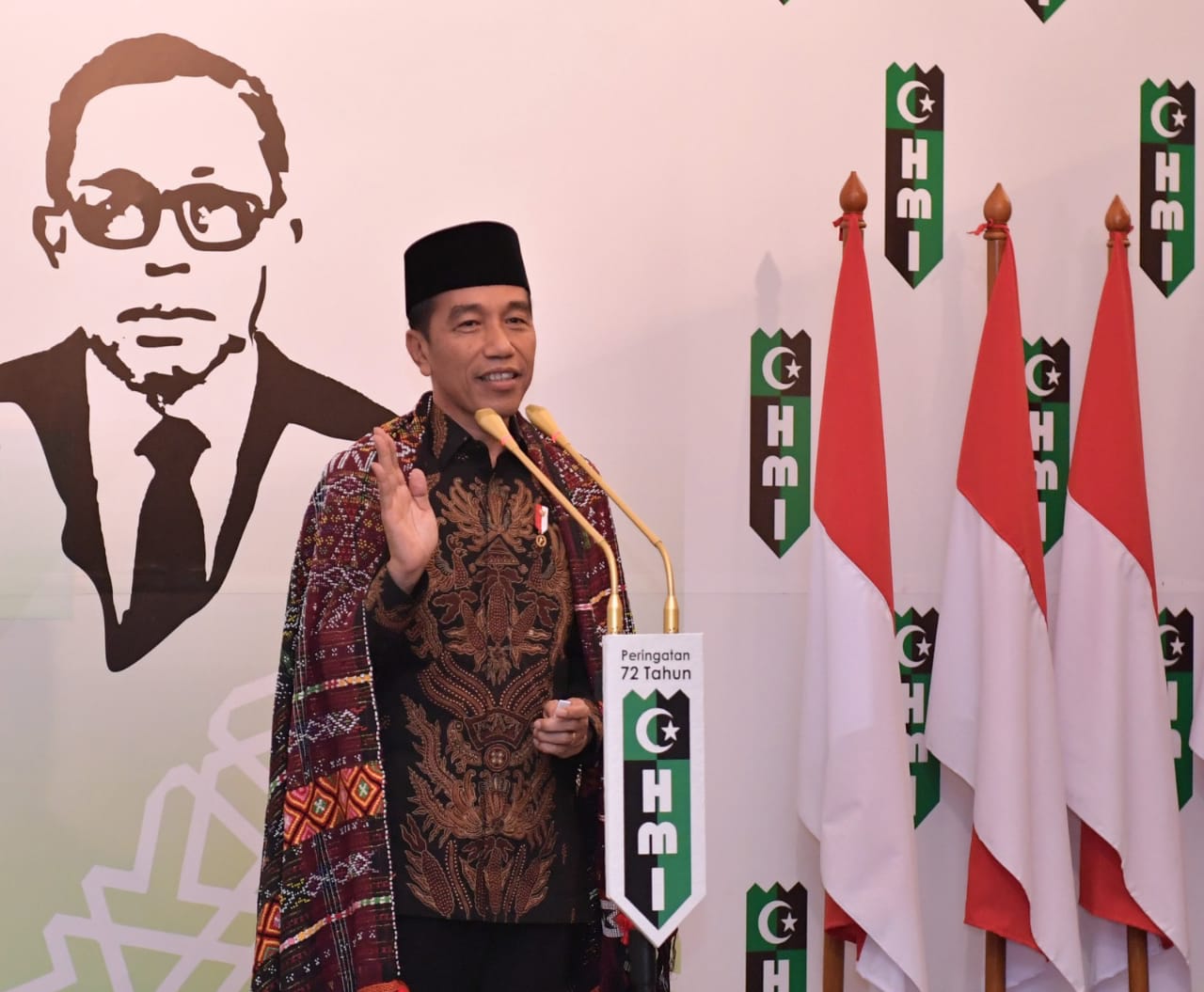 Presiden Joko Widodo saat menghadiri HUT HMI di Jakarta. (Foto: asmanu/Ngopibareng.id)