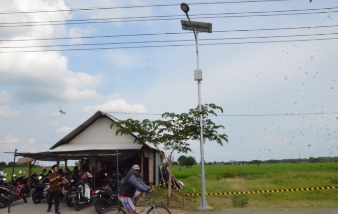 PJU tenaga surya terpasang di wilayah Gresik Jawa Timur. (Foto: istimewa)