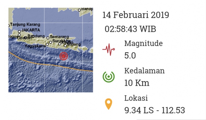 Peta gempa yang terjadi di Malang. (Foto: BMKG)
