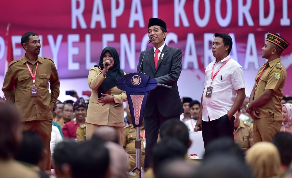Presiden Jokowi pada Rakornas Pemerintahan Desa 2019 di Ancol. ( foto: Biro Pers Setpres)