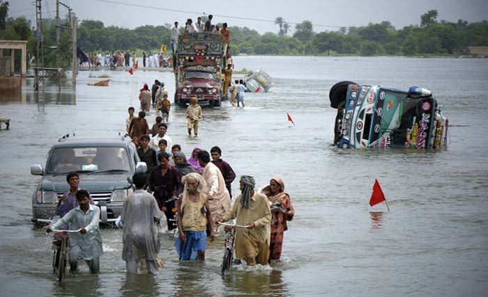 Banjir menggenang di kawasan Lahor, Pakistan sebelah selatan, Rabu lalu. (Foto:AFP)