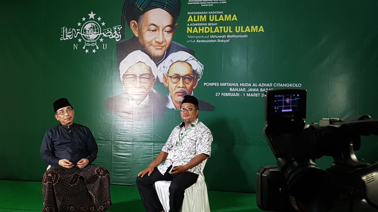 Katib Am Syuriyah Pengurus Besar Nahdlatul Ulama (PBNU) KH Yahya Cholil Staquf  di forum Munas NU di Banjar. (Foto: nu for ngopibareng.id)