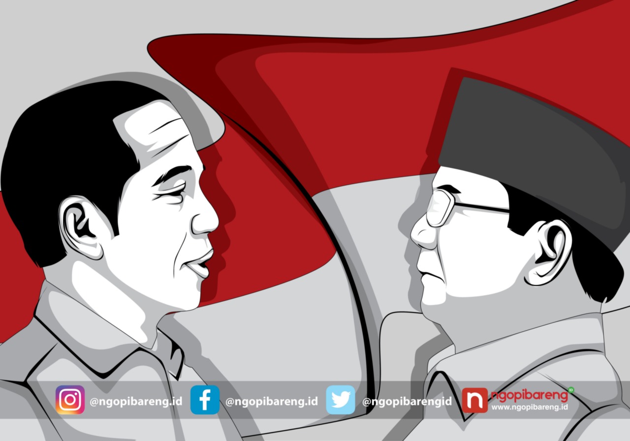 Jokowi vs Prabowo. (Ilustrasi: vidhi/ngopibareng.id)