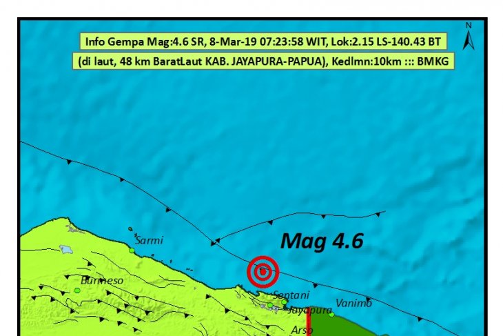 Lokasi gempa bumi Jayapura. (Foto: BMKG)