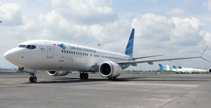 Pesawat Boeing 737 MAX 8 telah dioperasionalkan oleh Garuda Indonesia, di Bandara Soekarno-Hatta, Tangerang. (Foto: Dok Garuda)