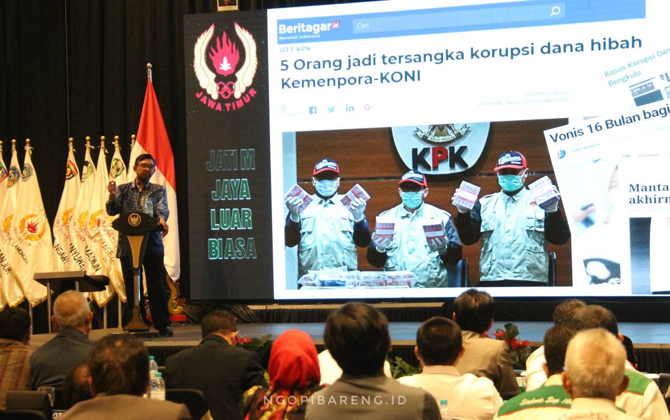 Direktur Pendidikan dan Pelayanan Masyarakat Komisi Pemberantasan Korupsi (KPK), Giri Supradiono. (foto: Haris/ngopibareng.id)