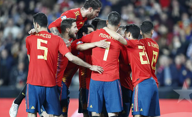 Spanyol tumbangkan Norwegia di laga pembuka Grup F Kualifikasi Piala Eropa 2020. (Foto: Twitter/@rfef)