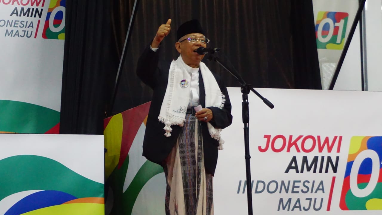 Calon wakil presiden nomor urut 01, KH Ma'ruf Amin saat berkampanye terbuka di Rangkasbitung, Banten, Senin, 25 Maret 2019. (Foto: Istimewa)