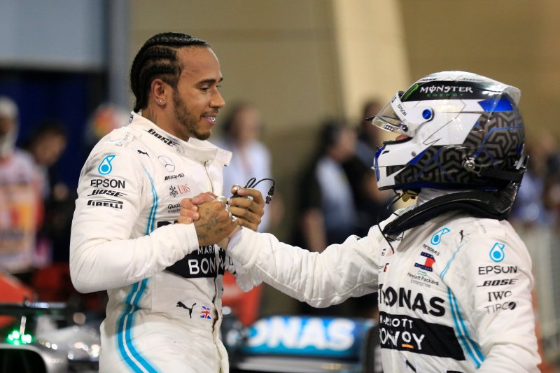 Hamilton usai menangi GP Bahrain. (Foto: antara)