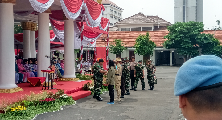 Pembukaan Latihan Integrasi Taruna Wreda Nusantara (Latsitardanus) 2019, di Gedung Negara Grahadi, Surabaya, Senin, 1 Maret 2019. (Foto: Farid/ngopibareng.id) 