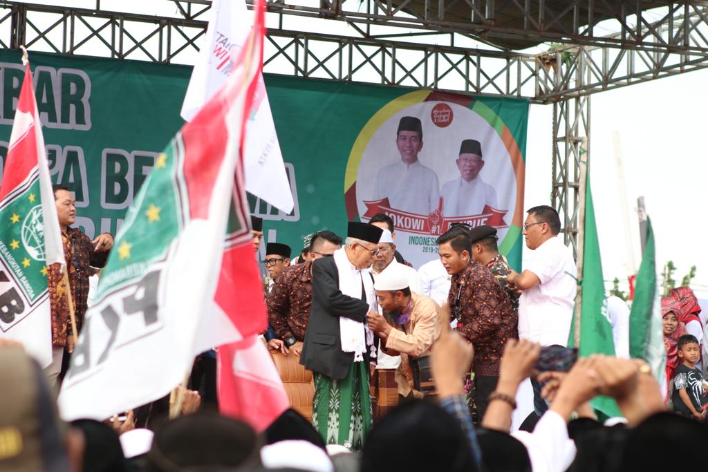 Calon Wakil Presiden nomor urut 01, K.H Ma’ruf Amin, menghadiri kampanye terbuka di GOR Ahmad Yani Sumenep, Madura, Senin, 1 Maret 2019. (Foto: Istimewa)