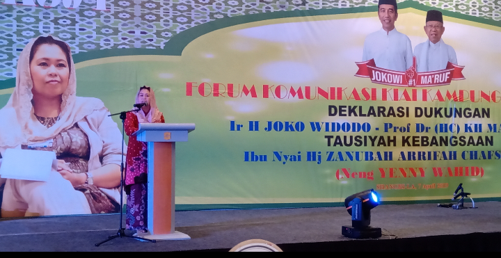 Yenny, di Forum Komunikasi Kiai Kampung Jawa Timur (FK3JT), di Hotel Shangri-La, Surabaya, Minggu, 7 April 2019. (Foto: Farid/ngopibareng.id) 