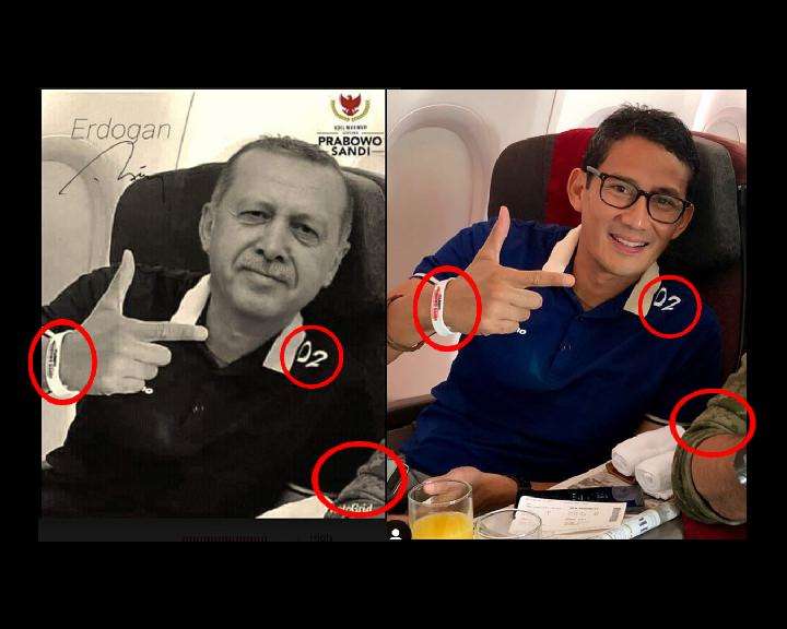 Foto Presiden Turki Recep Tayyip Erdogan (kiri) hasil editan dari foto Sandiaga Uno. (Foto: AFP)