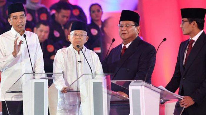 Pasangan Capres-Cawapres nomor 01 Jokowi-Maruf Amin dan pasangan nomor 02 Prabowo-Sandi. 
