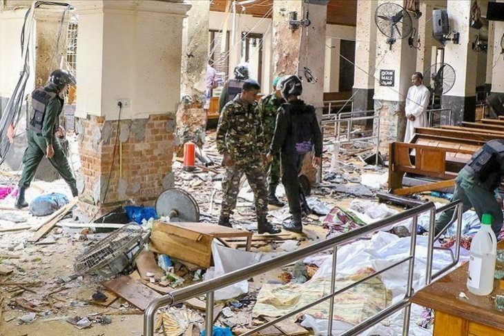 Salah satu lokasi ledakan pada Minggu, 21 April 2019 di Sri Lanka. (Foto: antara)