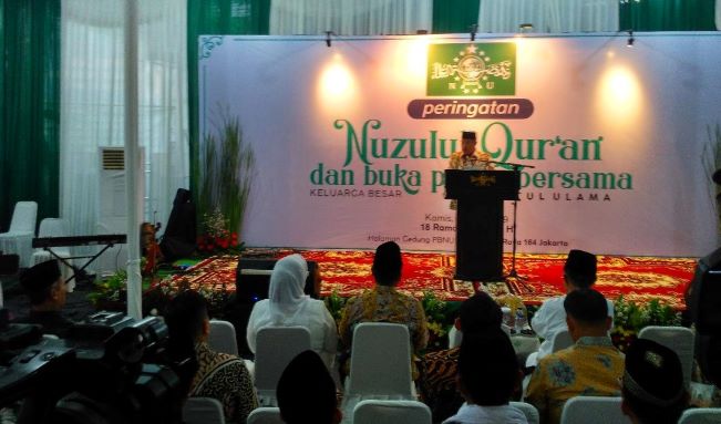 Peringatan Nuzulul Qur'an dan Buka Puasa Bersama di Pelataran Masjid An-Nahdlah Gedung PBNU Kramat Raya Jakarta Pusat, Kamis 23 Mei 2019. (Foto: nu for ngopibareng.id)