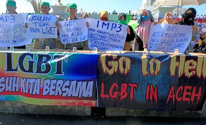 Demo anti LGBT di Aceh. (Foto:DokAntara)