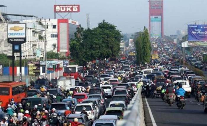 Kemacetan lalu lintas di Kota Palembang, Sumatera Selatan (Foto:Dok.Antara)