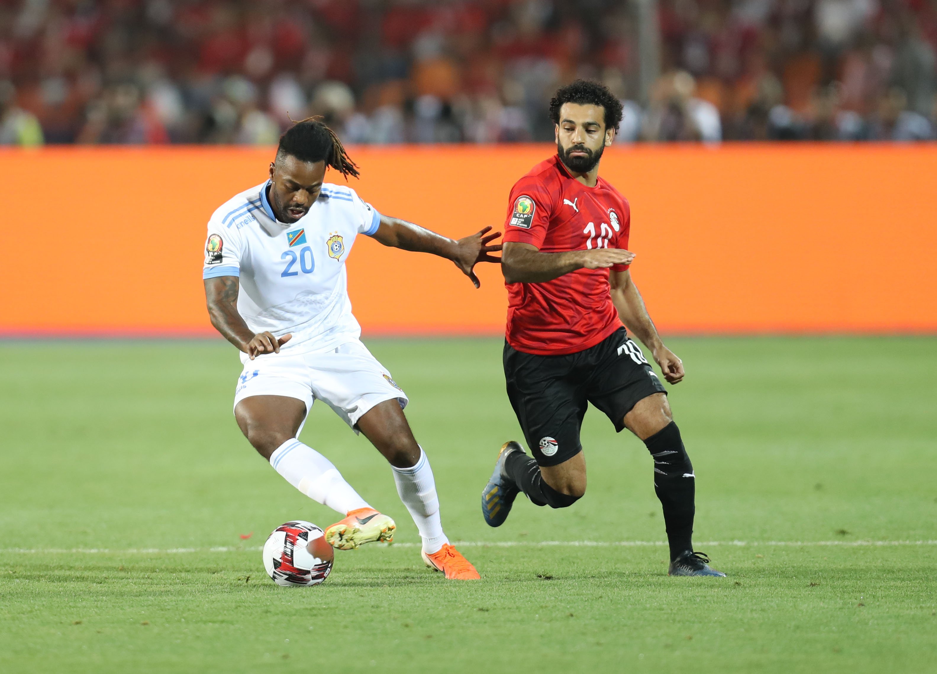 Mo Salah mencetak satu dari dua gol Mesir di pertandingan lawan Republik Demokratik Kongo, Kamis 27 Juni 2019. (Foto: Twitter/@CAF_Online))
